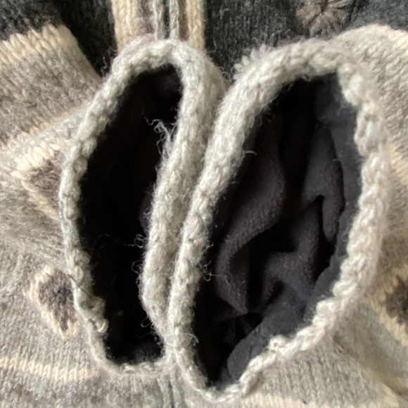 Kyber Grey Wool Fleece Lined Hooded Drawstring Knit Outdoor Cabin Coat. Sz-M - Picture 8 of 15
